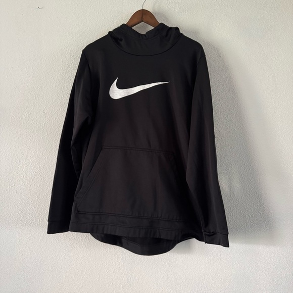 Nike Black Swoosh Logo Therma High Funnel Neck Hoodie Drifit XXL Like New - Picture 3 of 11